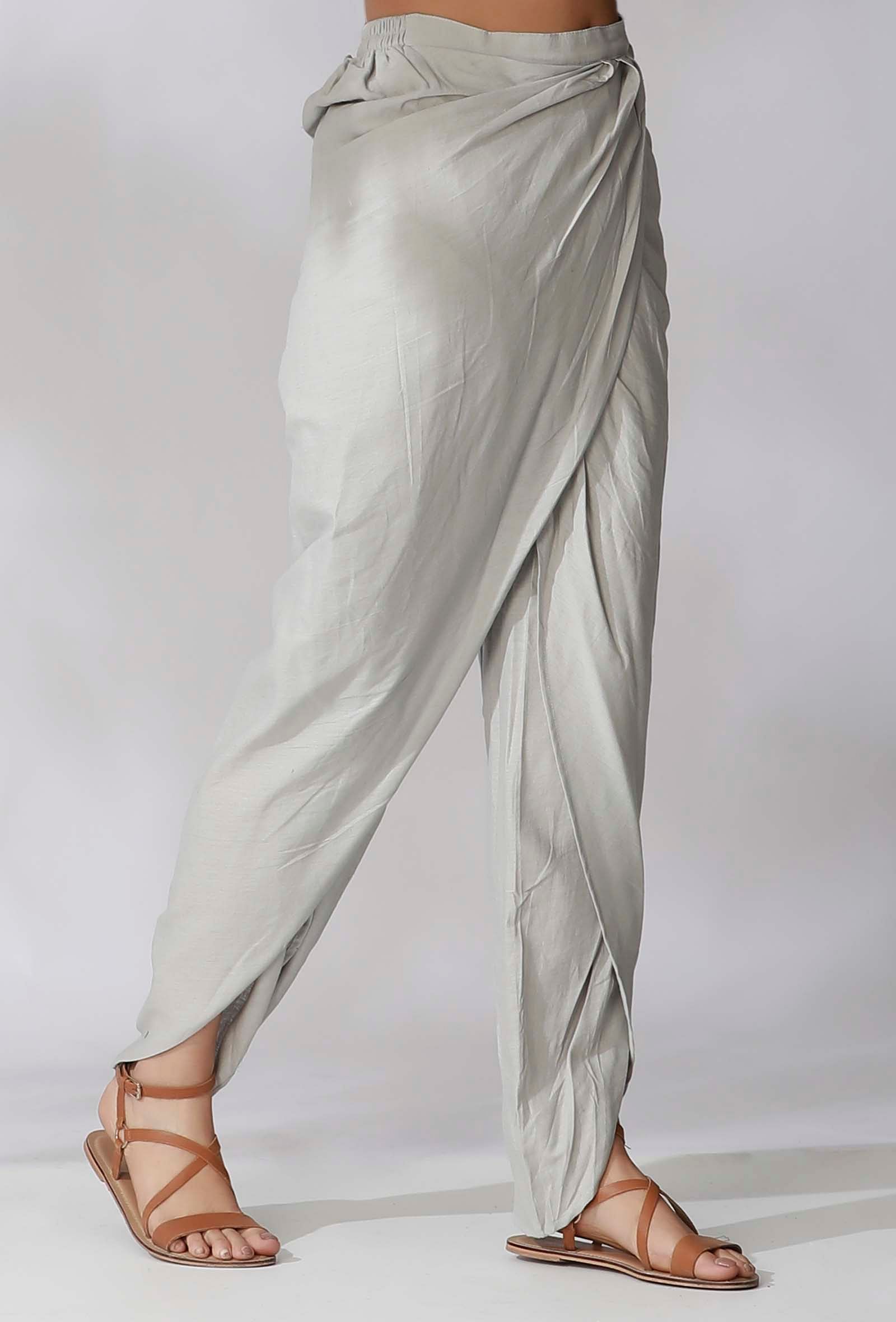 Buy Kaanchie Nanggia Yellow Cotton Silk Pleated Dhoti Pants for Women Online   Tata CLiQ Luxury