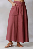 Cotton Straight Skirt With Wide Pockets