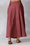 Mauve Color Cotton Straight Skirt With Wide Pockets
