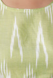 Set Of 2- Lime Green Ikkat Border Saree with Lime Green Ikkat Blouse
