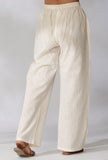 Set Of 2- Brown Ikkat Straight Kurta with White Cotton Straight Pants With Pockets