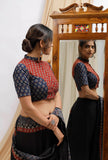 Blue and Red Ajrak Cotton Blouse