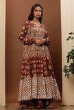 Rust Red & Beige Kalamkari Cotton Kurta