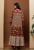 Rust Red & Beige Kalamkari Cotton Kurta