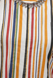 White Striped Cotton Kurta With Black Kalamkari Border