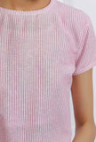 Pink Cotton Striped Short Kurta