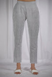 Grey Striped Straight Fit Cotton Pants