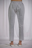 Grey Striped Straight Fit Cotton Pants