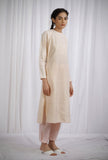 Yellow Cotton Striped Straight Kurta