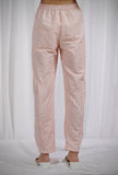 Orange Cotton Striped Straight Pants