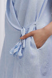 Blue Cotton Wrap Around Straight Dress