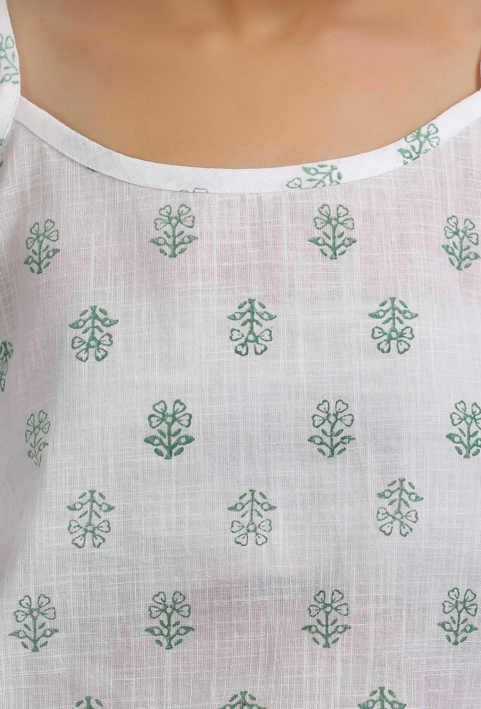 Green Woven Cotton Striped Long Shirt
