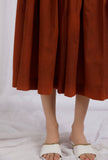 Rust Orange Cotton Slub Flared Skirt