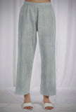 Green Striped Straight Cotton Pants