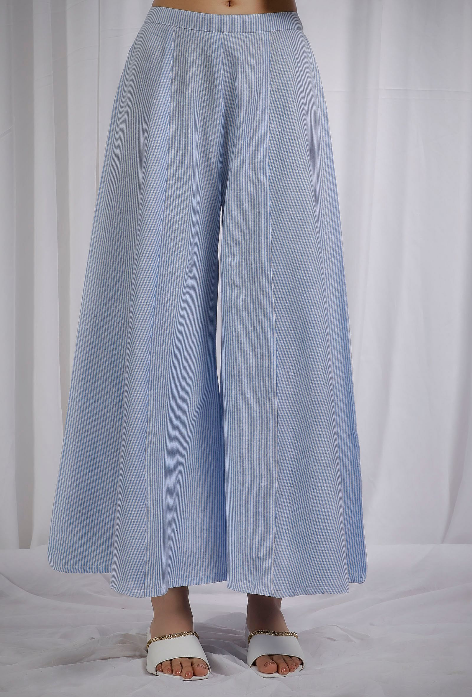 Buy Blue Hand Embroidered Cotton Striped Pants  VLVG22PT16BLUEVINT8   The loom
