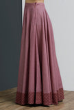 Onion-Pink Hand-Block Printed Long Skirt