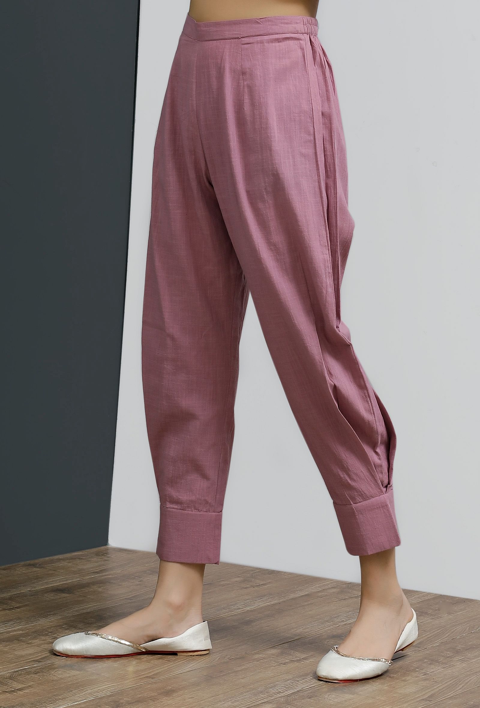 Solid Onion Pink Side Pleated Pants – TJORI