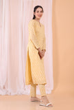 Lemon Tart Yellow Woven Cotton Kurta