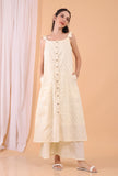 Cream White Front Woven Cotton Dress