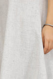 Grey Cotton Khadi Straight Asymmetrical Collar Dress