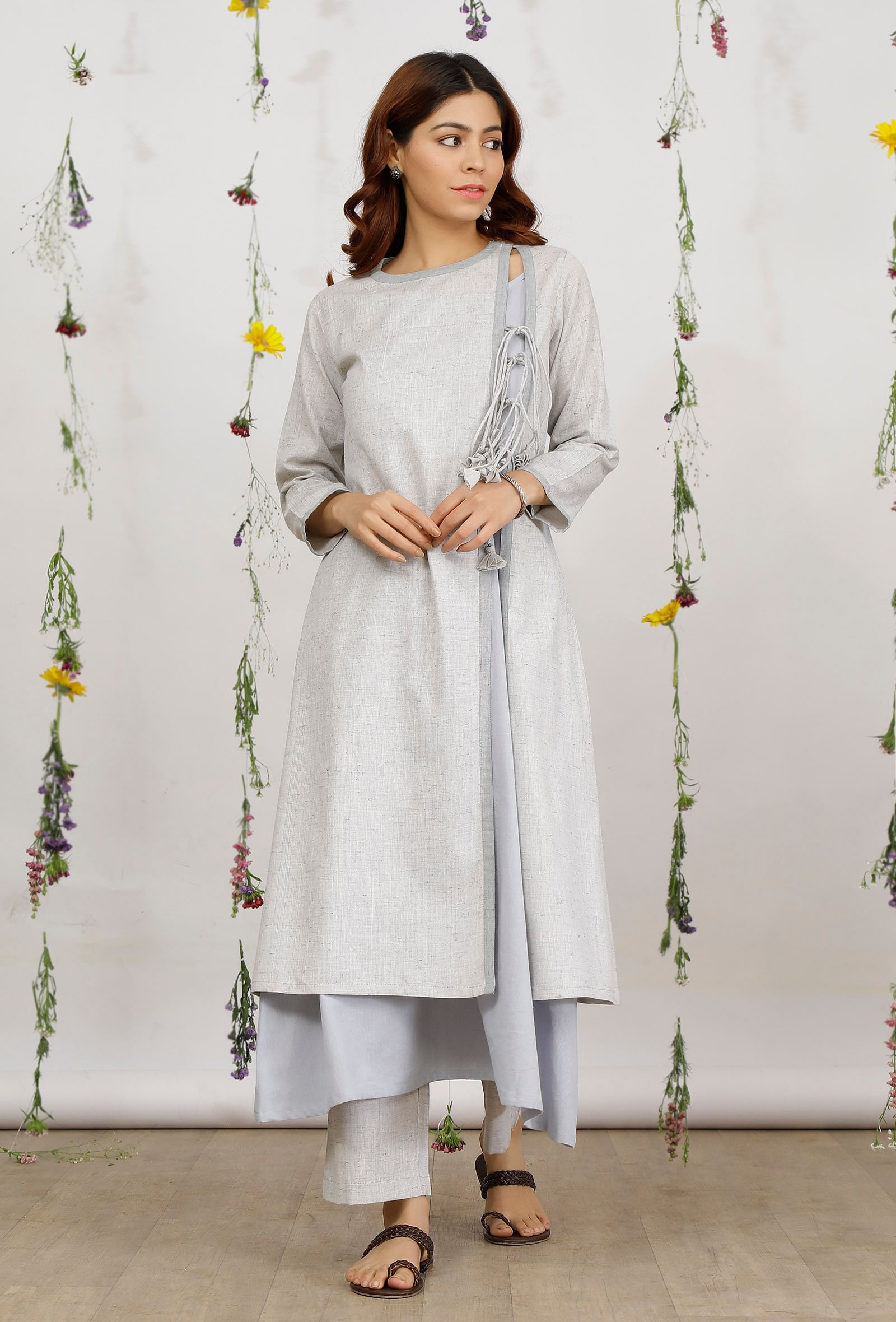 KSUT Kurtis Kurtas and Tunics  Buy KSUT Women Off White Floral Printed  Kurta Dress with Side Tie Up Online  Nykaa Fashion