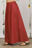 Carmine Red Khadi Cotton Flared Palazzo