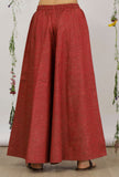 Carmine Red Khadi Cotton Flared Palazzo