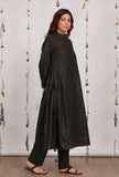Set of 2: Dark Olive Cotton Khaadi Kurta with Dark Olive Straight Pants