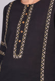 Black Kantha Embroidered Cotton Kurta