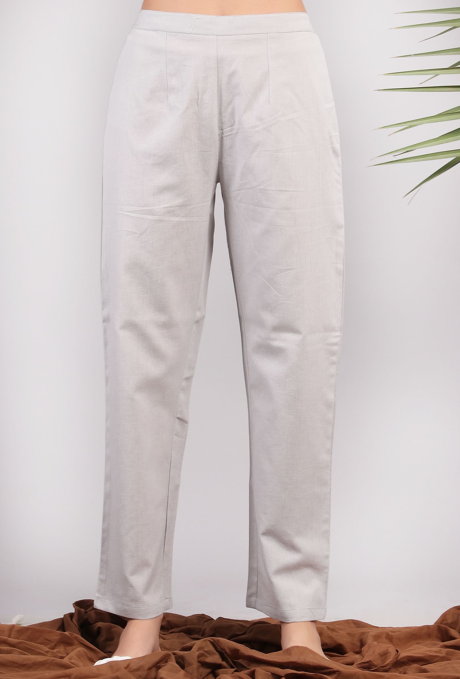 Buy White Handcrafted Narrow Cotton Pants