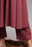 Set of 2: Plum Kantha Front Gathered Long Kurta dress With Narrow Pants