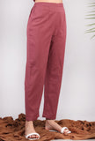 Solid Plum Narrow Cotton Pants