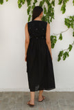 Black Jamdani Mulmul Asymmetrical Angrakha Kurta Dress