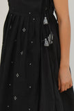 Black Jamdani Mulmul Asymmetrical Angrakha Kurta Dress