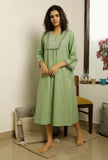 Green Lacy Gathered Dress