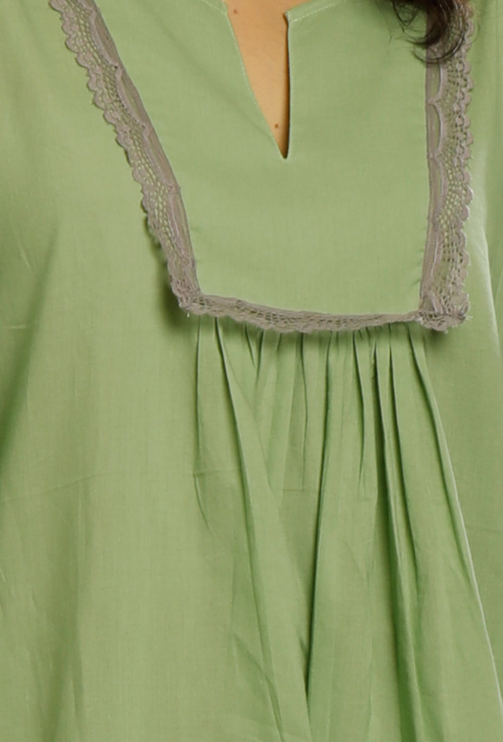 Green Lacy Gathered Dress