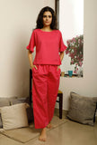 Set of 2 : Pink Cotton Top and Pajama