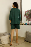 Set of 2 : Emerald Green Full Sleeves Top and Shorts