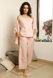 Set of 3 : Baby Pink Slip Top with Cotton Pajama and Overlay