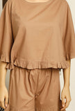 Set of 2 : Cocoa Brown Cotton Top and shorts