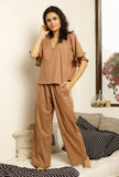 Set of 2 : Cocoa Brown Cotton Top and Pajama