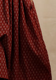 Set of 2: Red Ajrakh Print Flaredand Gathered Kurta with Pockets and red Ajrakh Print Straight Pants
