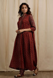 Red Ajrakh Print Gathered and Flared Kurta