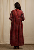 Red Ajrakh Print Gathered and Flared Kurta