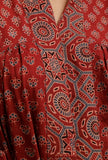 Red Ajrakh Print Gathered and Flared Kurta