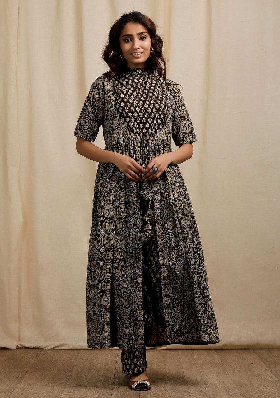 ajrakh dress design Seher Ajrakh Modal Satin Suit DIMPLE DESIGN STUDIO