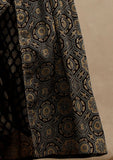 Olive Green Ajrakh Print Front Tie-up Gathered and Flared Overlay