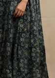 Set of 2:  Blue Ajrakh Print Sleeveless Flared Kurta and Blue Ajrakh Print Flared Pants
