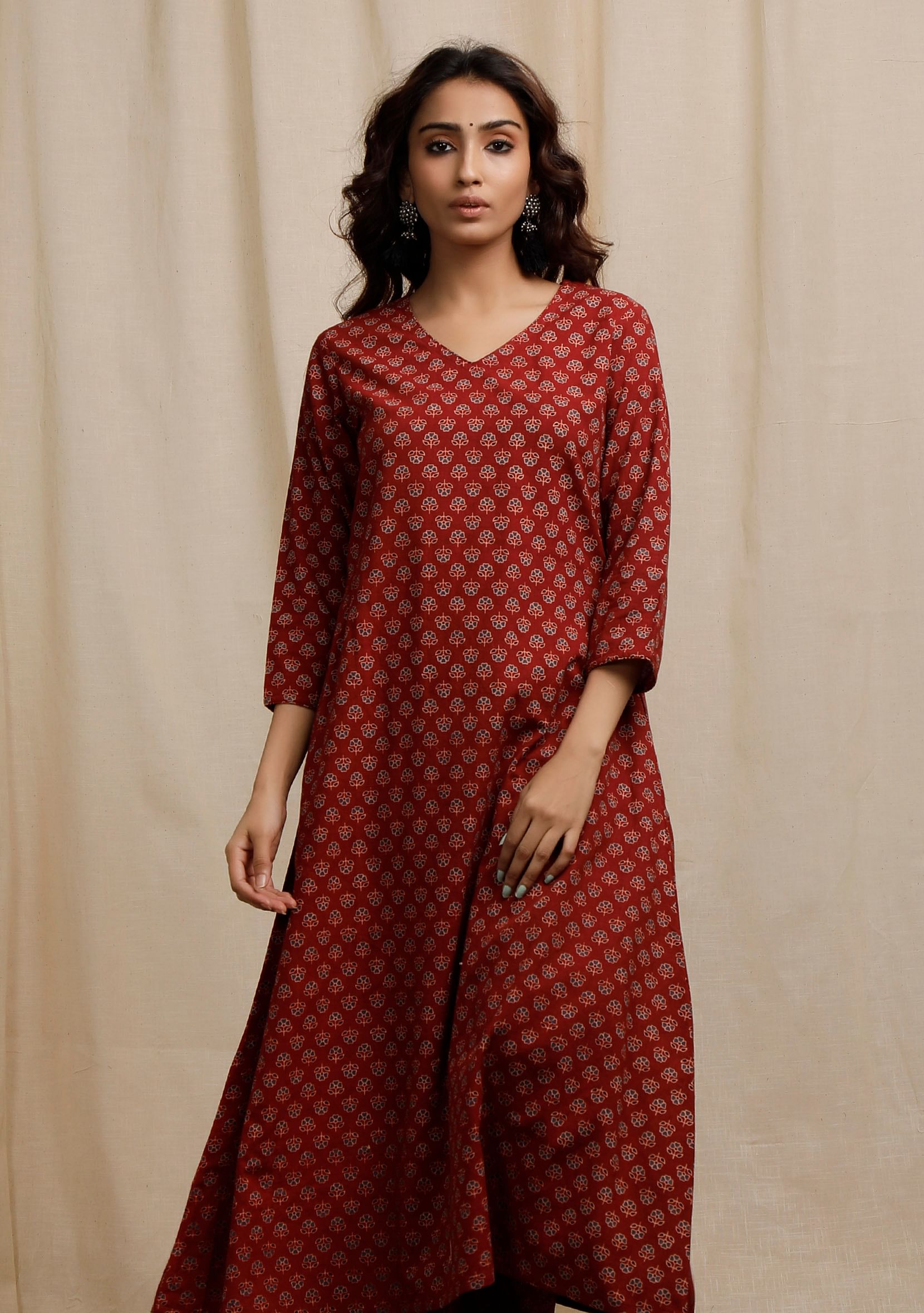 Buy Green Ajrak Floral Print Dress Online in India - Etsy