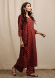 Red Ajrakh Print Straight Kurta